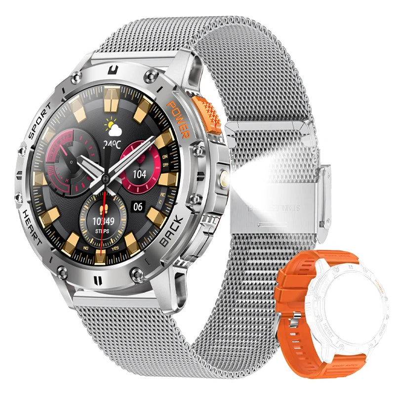 AMOLED Men's Smartwatch with Flashlight