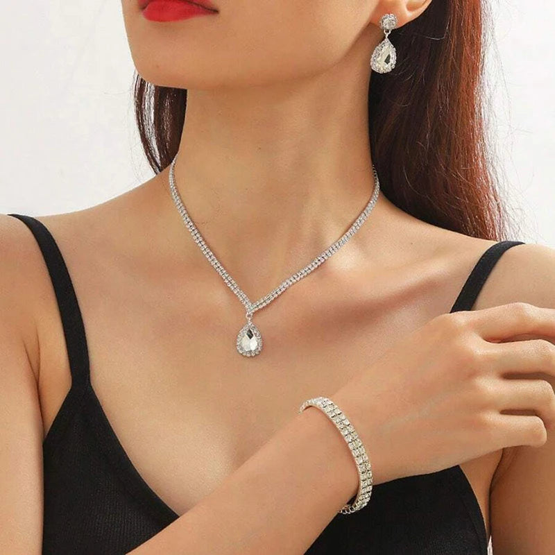 4-Piece Rhinestone Jewelry Set