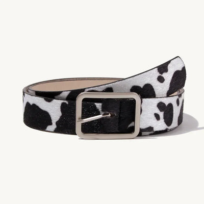 Cow Print Faux Fur Belt