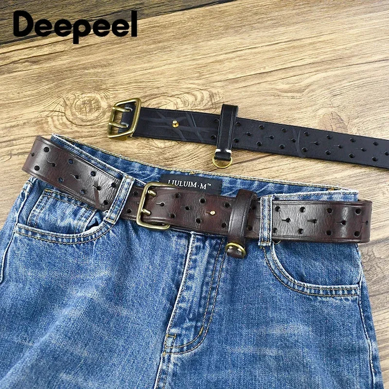 Deepeel Cowhide Pin Buckle
