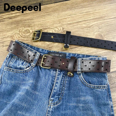 Deepeel Cowhide Pin Buckle