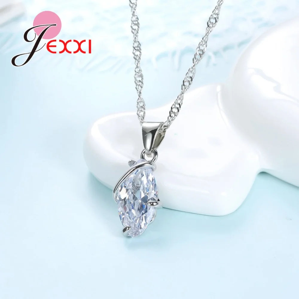 Silver Crystal Jewelry Set