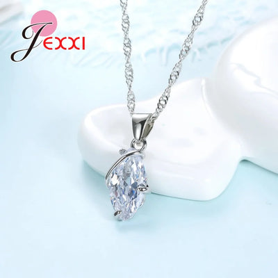 Silver Crystal Jewelry Set