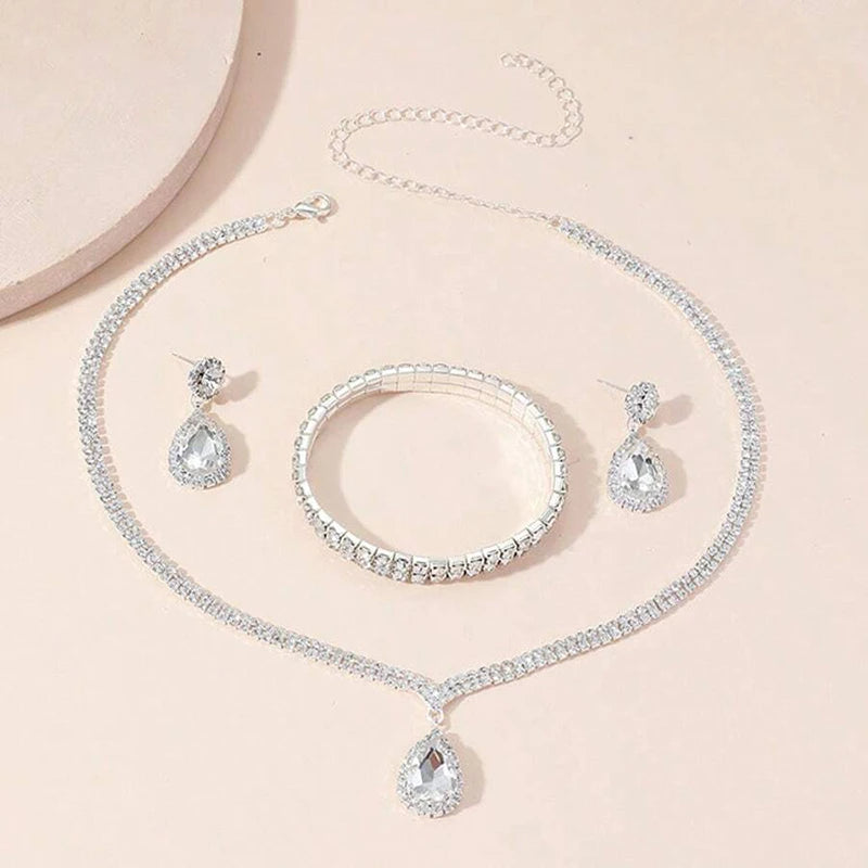 4-Piece Rhinestone Jewelry Set