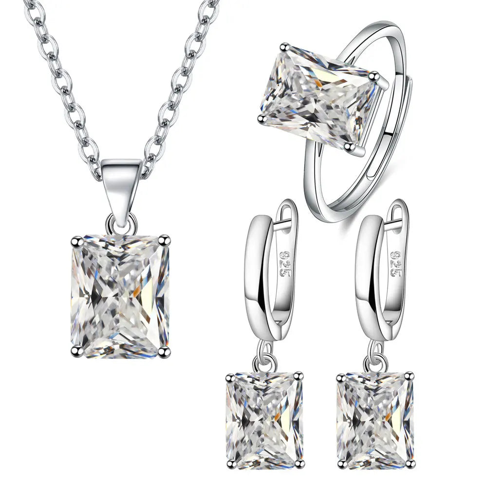 925 Sterling Silver Zircon Set