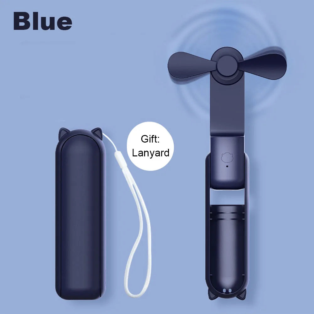 Mini USB Folding Fan with Power Bank