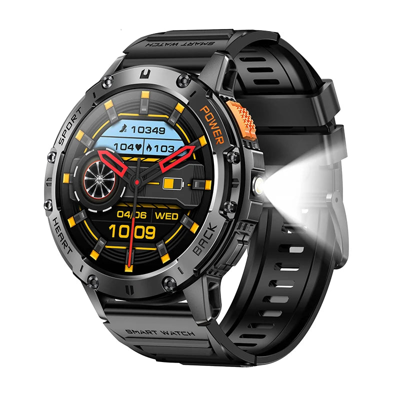 AMOLED Men's Smartwatch with Flashlight