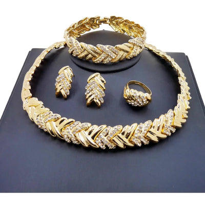 18K Gold Crystal Jewelry Set